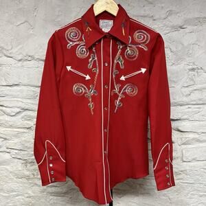 H Bar C Shirt California Ranchwear Pearl Snap Rainbow Embroidery Cowboy Vintage